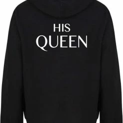 Merkloos THE KING & HIS QUEEN Couple Hoodies Zwart (QUEEN - Maat M) | Matching Hoodies | Koppel Hoodies