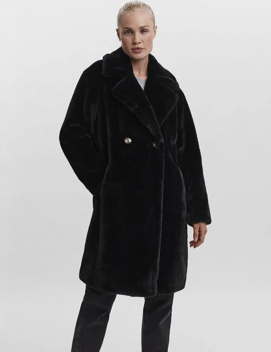 VERO MODA VMSUILYON FAUX FUR COAT BOOS Dames Jas - Maat XS 2 VERO MODA VMSUILYON FAUX FUR COAT BOOS Dames Jas - Maat XS - Afbeelding 2