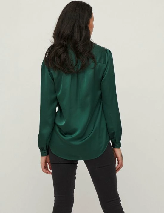 Vila Blouse Viellette Satin L/s Shirt/su - Noos 14063320 Pineneedle Dames Maat - W44 7 Vila Blouse Viellette Satin L/s Shirt/su - Noos 14063320 Pineneedle Dames Maat - W44 - Afbeelding 7