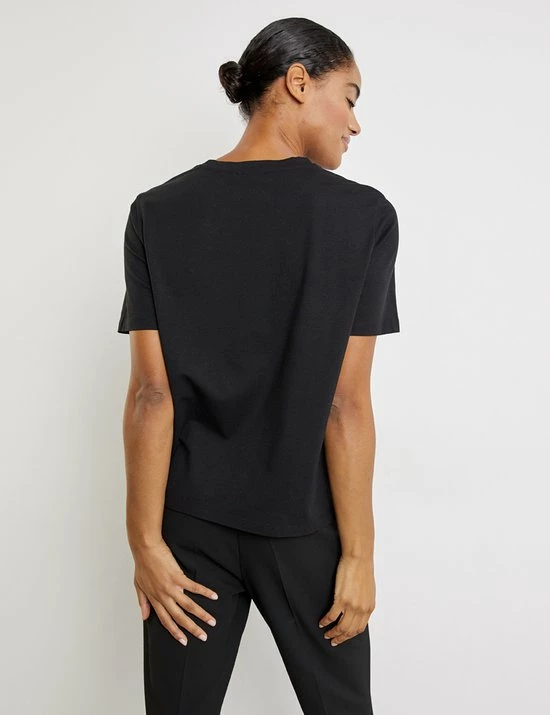 TAIFUN Dames T-shirt Met Print Op De Voorkant Black Gemustert-46 4 TAIFUN Dames T-shirt Met Print Op De Voorkant Black Gemustert-46 - Afbeelding 4