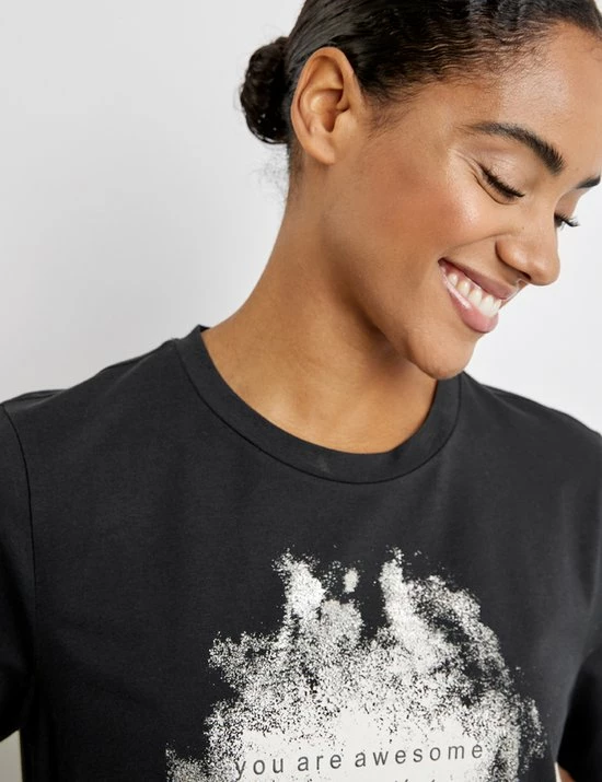 TAIFUN Dames T-shirt Met Print Op De Voorkant Black Gemustert-46 6 TAIFUN Dames T-shirt Met Print Op De Voorkant Black Gemustert-46 - Afbeelding 6