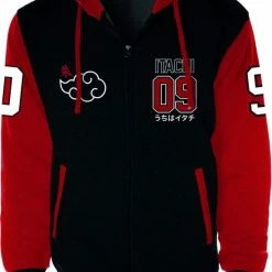 Cotton Naruto - Itachi 09 Hoodie Met Rits Rood/Zwart (XL)