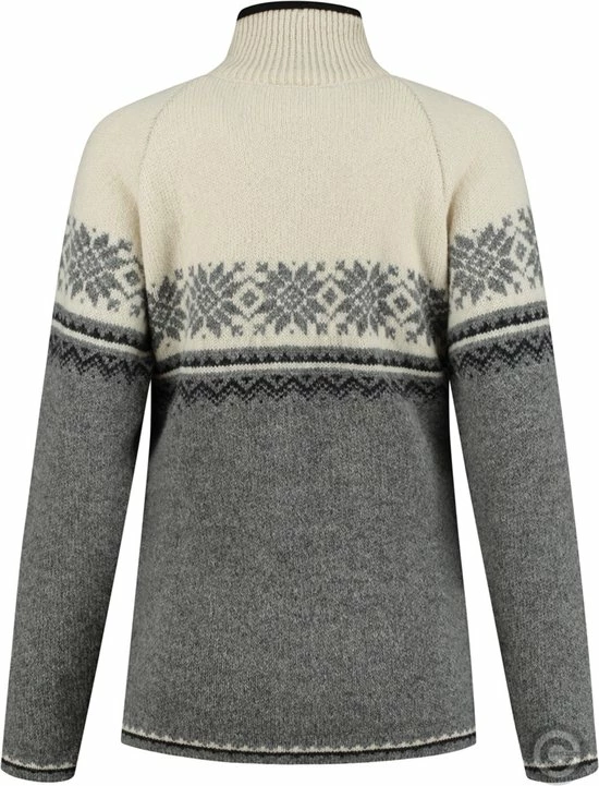 John Brilliant Noorse Dames Trui In Setesdals-design Van 100% Zuivere Wol, Lichtgrijs (M) 2 John Brilliant Noorse Dames Trui In Setesdals-design Van 100% Zuivere Wol, Lichtgrijs (M) - Afbeelding 2
