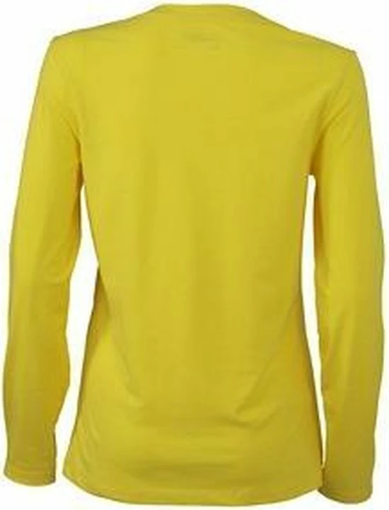 James & Nicholson Geel Dames V-hals Shirt Lange Mouw L 2 James & Nicholson Geel Dames V-hals Shirt Lange Mouw L - Afbeelding 2