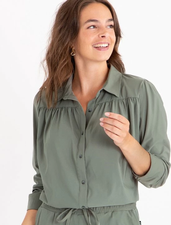 Groene Blouse Van Je M'appelle - Dames - Travelstof - Maat S - 5 Maten Beschikbaar 4 Groene Blouse Van Je M'appelle - Dames - Travelstof - Maat S - 5 Maten Beschikbaar - Afbeelding 4
