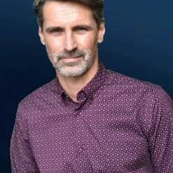 GCM 5722 Heren Blouse Bordeaux Print Lange Mouwen - Maat XL