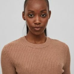 Vila VIKASLEY O-NECK 2/4 RIB KNIT TOP/SU Dames Top Toasted Coconut - Maat M -Dameskleding Verkoop 550x732 7