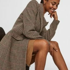 VERO MODA VMBLAST CHECK LONG WOOL JACKET GA Dames Jas - Maat XS -Dameskleding Verkoop 550x733 112