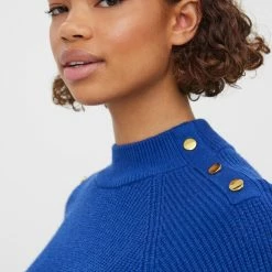 Vero Moda Trui Vmholly Button Ls Highneck Blouse 10272339 Sodelite Blue Dames Maat - M -Dameskleding Verkoop 550x733 246