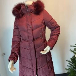 Merkloos Bordeaux Lange Winterjas