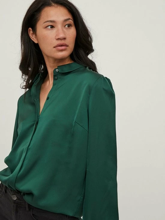 Vila Blouse Viellette Satin L/s Shirt/su - Noos 14063320 Pineneedle Dames Maat - W44 9 Vila Blouse Viellette Satin L/s Shirt/su - Noos 14063320 Pineneedle Dames Maat - W44 - Afbeelding 9