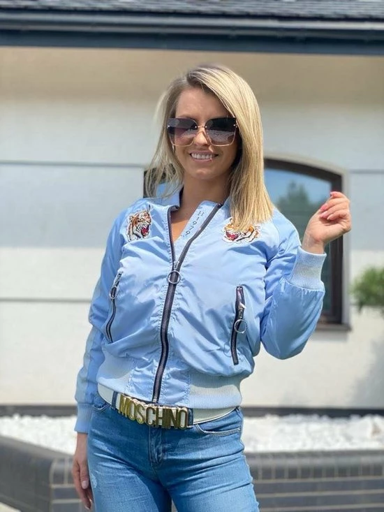 Subprime MHM Fashion - Dames Jas Zomer Bomber Jacket Tiger Heads Navy - Blauw - Maat S 2 Subprime MHM Fashion - Dames Jas Zomer Bomber Jacket Tiger Heads Navy - Blauw - Maat S - Afbeelding 2