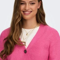 Jacqueline De Yong Vest Jdydrea L/s Short Cardigan Knt Noos 15223312 Carmine Rose Dames Maat - L -Dameskleding Verkoop 550x733 519