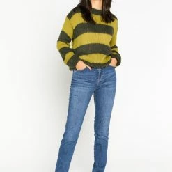 LOLALIZA Gestreepte Trui - Khaki - Maat XL -Dameskleding Verkoop 550x738