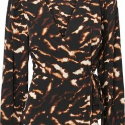 PIECES PCADELENA LS WRAP TOP Dames Top - Maat L