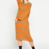 LOLALIZA Gebreide Jurk Met Colorblock - Camel - Maat XL