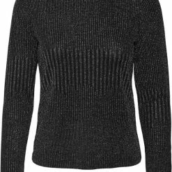 Vero Moda T-shirt Vmkarita Ls High Neck Top Jrs 10276592 Black/silver Lur Dames Maat - L