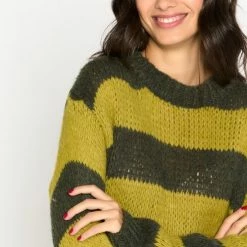 LOLALIZA Gestreepte Trui - Khaki - Maat XL -Dameskleding Verkoop 550x780 7