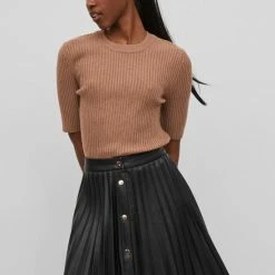 Vila VIKASLEY O-NECK 2/4 RIB KNIT TOP/SU Dames Top Toasted Coconut - Maat M -Dameskleding Verkoop 550x786