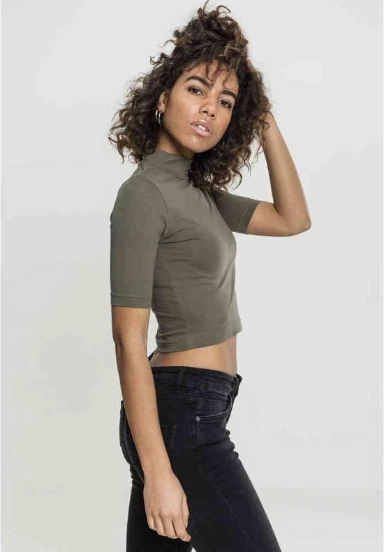 Urban Classics Crop Top -M- Turtleneck Groen 4 Urban Classics Crop Top -M- Turtleneck Groen - Afbeelding 4