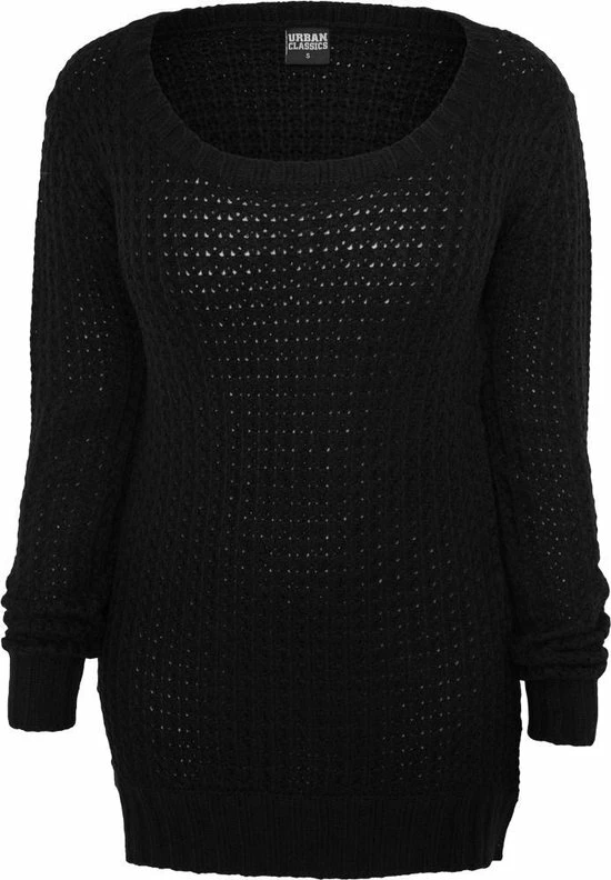 Urban Classics Dames Trui Ladies Long Wideneck Sweater Zwart 1 Urban Classics Dames Trui Ladies Long Wideneck Sweater Zwart