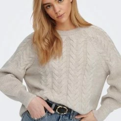 Only Trui Onlsif Freja L/s Pullover Knt 15259158 Pumice Stone/w. Melange Dames Maat - XL -Dameskleding Verkoop 550x792 7