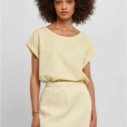 Urban Classics Dames Tshirt -M- Organic Extended Shoulder Geel