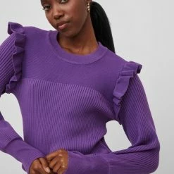 Vila Trui Vineira L/s Knit Top/3/lr 14083682 Sparkling Grape Dames Maat - L -Dameskleding Verkoop 550x797 5