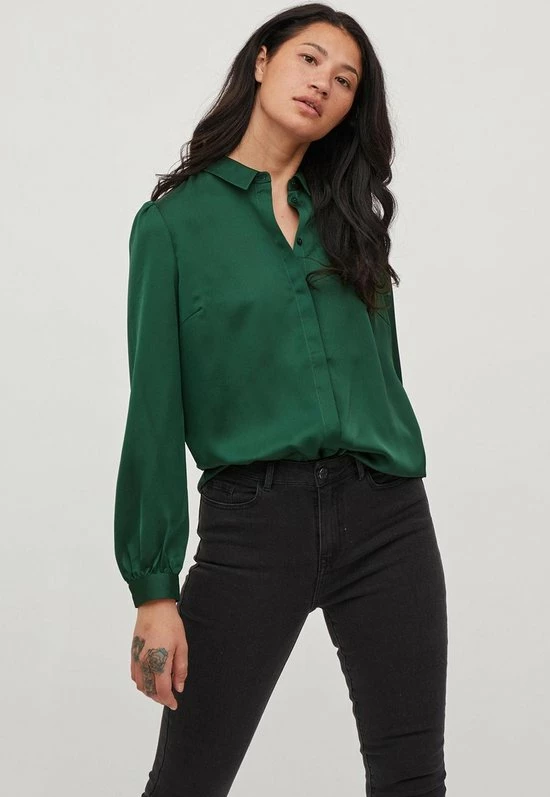 Vila Blouse Viellette Satin L/s Shirt/su - Noos 14063320 Pineneedle Dames Maat - W44 1 Vila Blouse Viellette Satin L/s Shirt/su - Noos 14063320 Pineneedle Dames Maat - W44