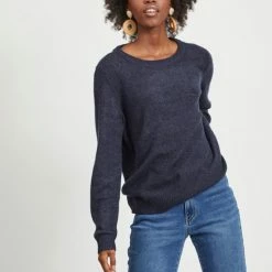 VILA VIRIL O-NECK L/S KNIT TOP - NOOS Dames Trui - Maat M