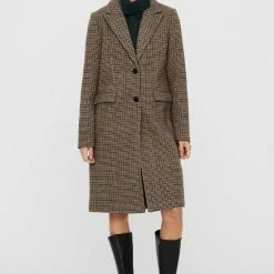 VERO MODA VMBLAST CHECK LONG WOOL JACKET GA Dames Jas - Maat XS -Dameskleding Verkoop 550x803 1