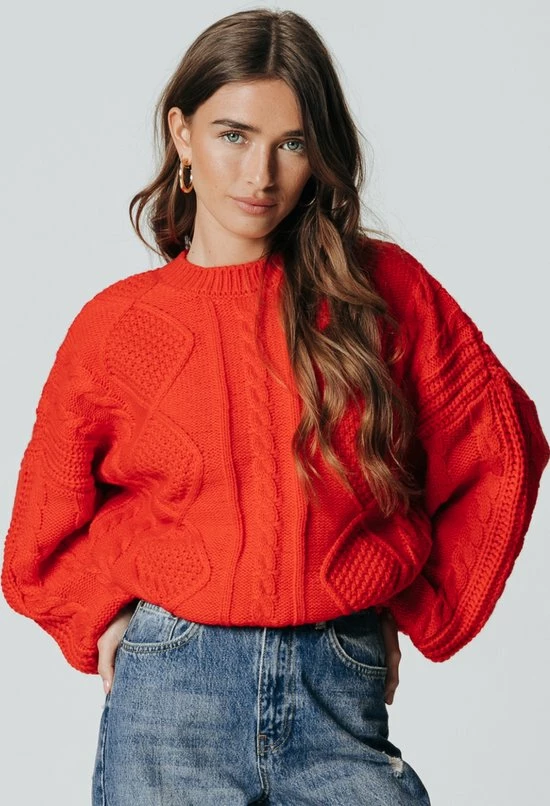 Colourful Rebel Olivia Trui Oranje Dames - Basic Fit - Katoen - S 2 Colourful Rebel Olivia Trui Oranje Dames - Basic Fit - Katoen - S - Afbeelding 2