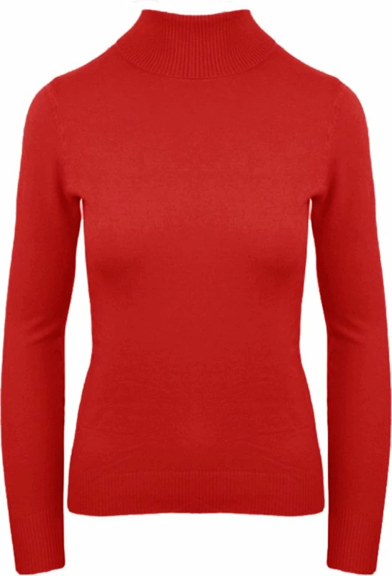 Merkloos Trui Pearson - Basic Zachte Coltrui - Ruimvallend - Dun Gebreid - Rood 3 Merkloos Trui Pearson - Basic Zachte Coltrui - Ruimvallend - Dun Gebreid - Rood - Afbeelding 3