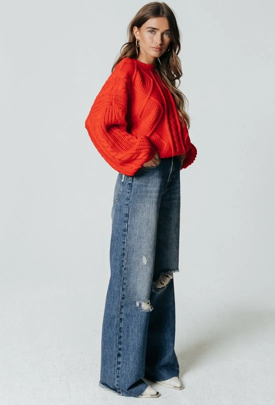 Colourful Rebel Olivia Trui Oranje Dames - Basic Fit - Katoen - S 1 Colourful Rebel Olivia Trui Oranje Dames - Basic Fit - Katoen - S