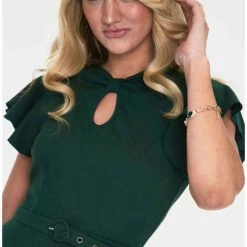 Voodoo Vixen Korte Jurk -M- Front Twist Fluffer Sleeve Groen 7 Voodoo Vixen Korte Jurk -M- Front Twist Fluffer Sleeve Groen -Dameskleding Verkoop 550x810 6