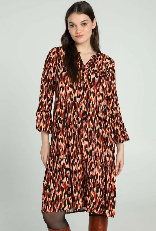 Cassis Korte Jurk In Viscose Met Dierenhuidmotief 1 Cassis Korte Jurk In Viscose Met Dierenhuidmotief