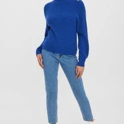 Vero Moda Trui Vmholly Button Ls Highneck Blouse 10272339 Sodelite Blue Dames Maat - M -Dameskleding Verkoop 550x813 6