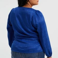 WE Fashion Dames Overslagblouse Met Jacquard Dessin - Curve -Dameskleding Verkoop 550x820