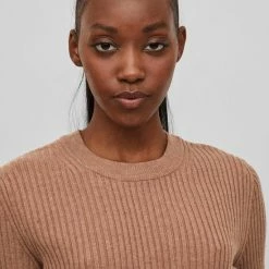 Vila VIKASLEY O-NECK 2/4 RIB KNIT TOP/SU Dames Top Toasted Coconut - Maat M -Dameskleding Verkoop 550x823 11
