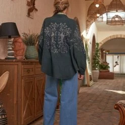 Merkloos Shiva Mode Blouse Dames Kimono Pauw Geborduurde -Dameskleding Verkoop 550x823 3