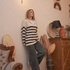 Merkloos Shiva Mode Trui Gestreepte Met Rits -Dameskleding Verkoop 550x823 30