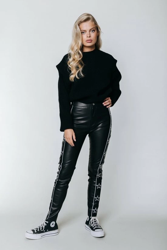 Colourful Rebel Chloe Star Broek Zwart Dames - Katoen - L 1 Colourful Rebel Chloe Star Broek Zwart Dames - Katoen - L