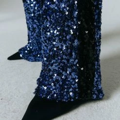 Colourful Rebel Emy Sequins Broek Blauw Dames - Wijduitlopende Fit - Polyester - M -Dameskleding Verkoop 550x824 153