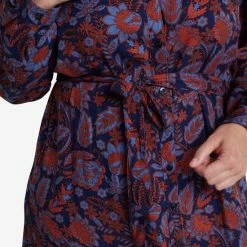 EVIVA - Lange Jurk Met Bloemenprint - Blauw, Roest 9 EVIVA - Lange Jurk Met Bloemenprint - Blauw, Roest -Dameskleding Verkoop 550x824 154