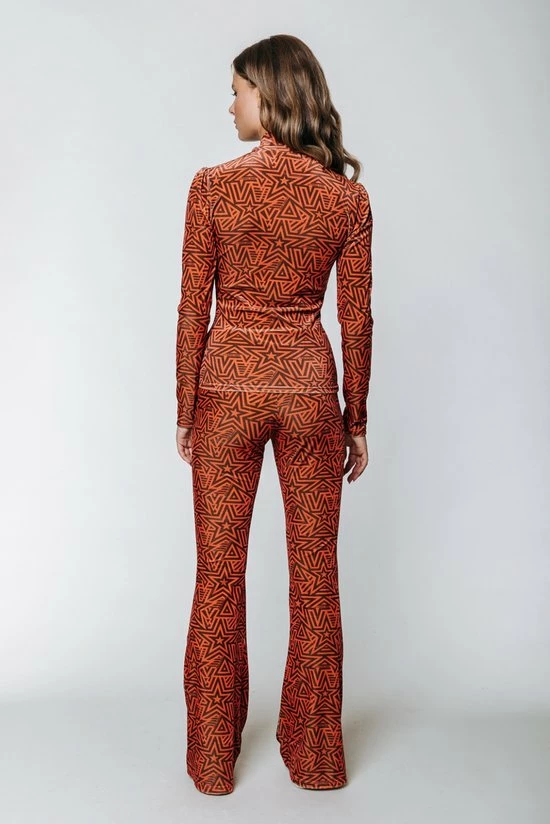 Colourful Rebel Star Velvet Broek Oranje Dames - Wijduitlopende Fit - Polyester - L 4 Colourful Rebel Star Velvet Broek Oranje Dames - Wijduitlopende Fit - Polyester - L - Afbeelding 4