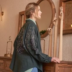 Merkloos Shiva Mode Blouse Dames Kimono Pauw Geborduurde -Dameskleding Verkoop 550x824 23