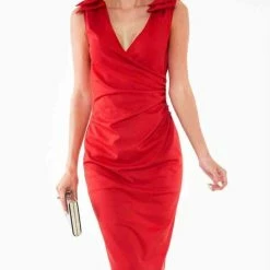 Voodoo Vixen Kokerjurk -S- Sheree Bow Rood -Dameskleding Verkoop 550x824 29