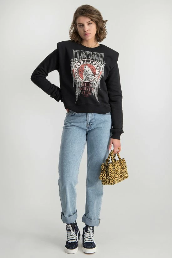 Colourful Rebel Wolves Club Trui Zwart Dames - Loose Fit - Katoen - L 9 Colourful Rebel Wolves Club Trui Zwart Dames - Loose Fit - Katoen - L - Afbeelding 9