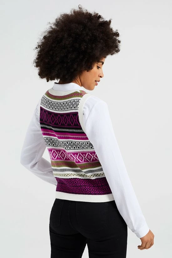 WE Fashion Dames Gebreide Slipover Met Jacquard Dessin 3 WE Fashion Dames Gebreide Slipover Met Jacquard Dessin - Afbeelding 3