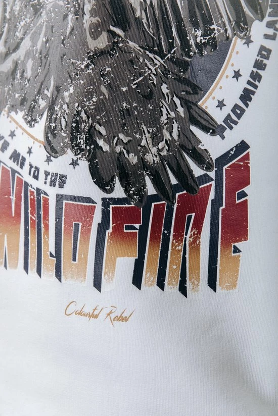 Colourful Rebel Eagles Hoodie Wit Dames - Oversized Fit - Polyester - S 4 Colourful Rebel Eagles Hoodie Wit Dames - Oversized Fit - Polyester - S - Afbeelding 4